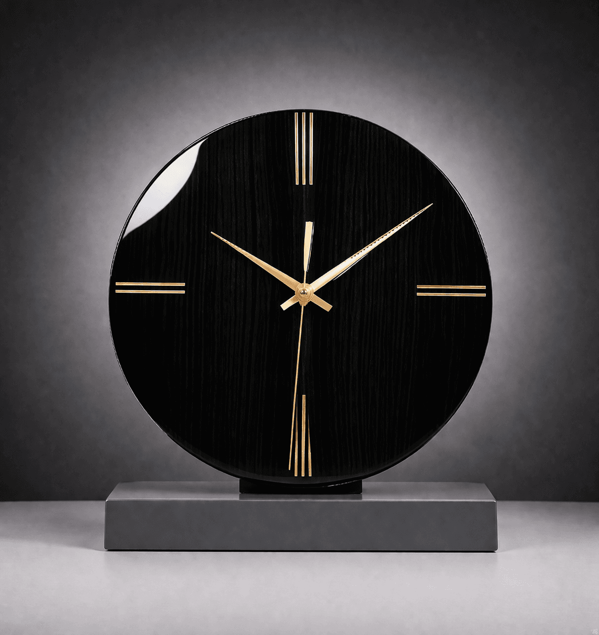 Handmade black wall clock with premium resin finish