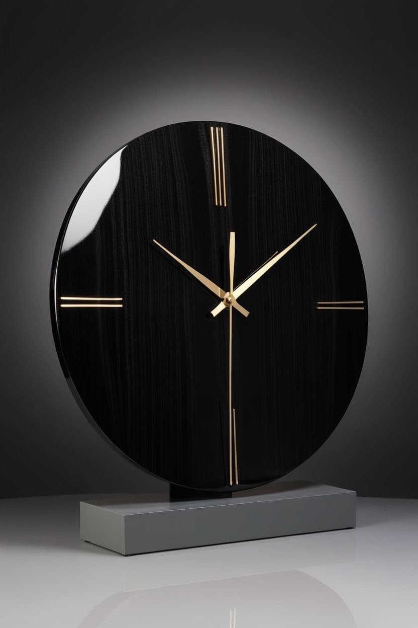 Luxury black resin wall clock with gold accents for vastu power and success