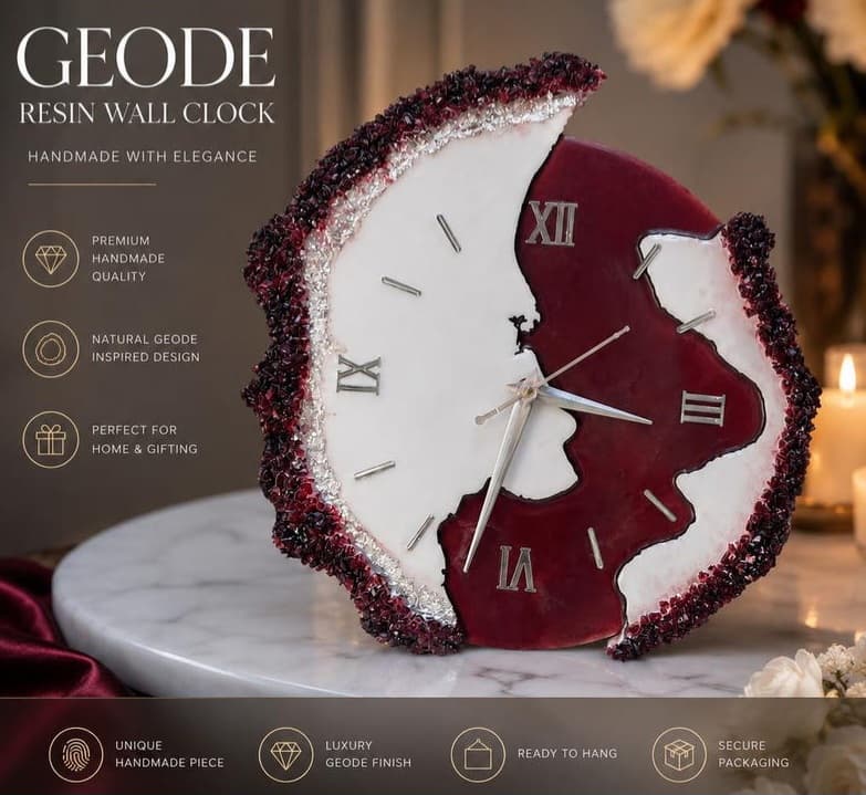 Premium silent resin wall clock for luxury home decor