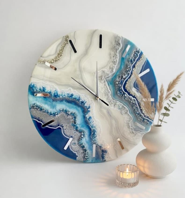 Modern designer ocean-inspired resin wall clock