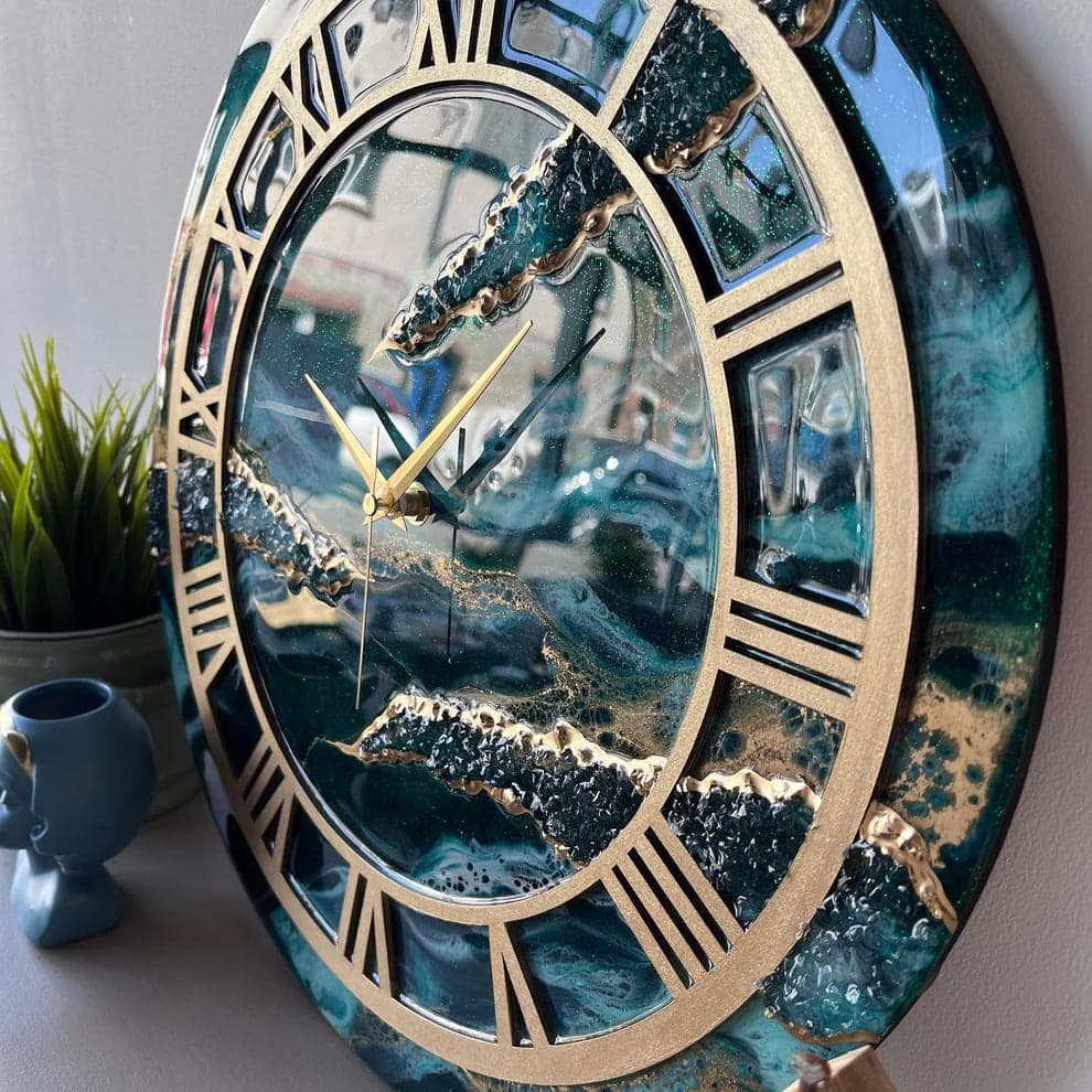 Vastu friendly resin wall clock placed on modern apartment wall