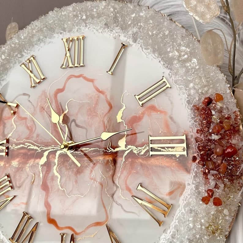 Modern designer resin wall clock with gold Roman numerals