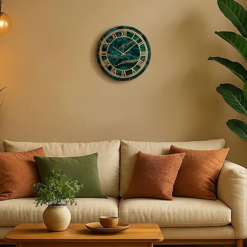 Handcrafted resin wall clock showcasing artisan techniques