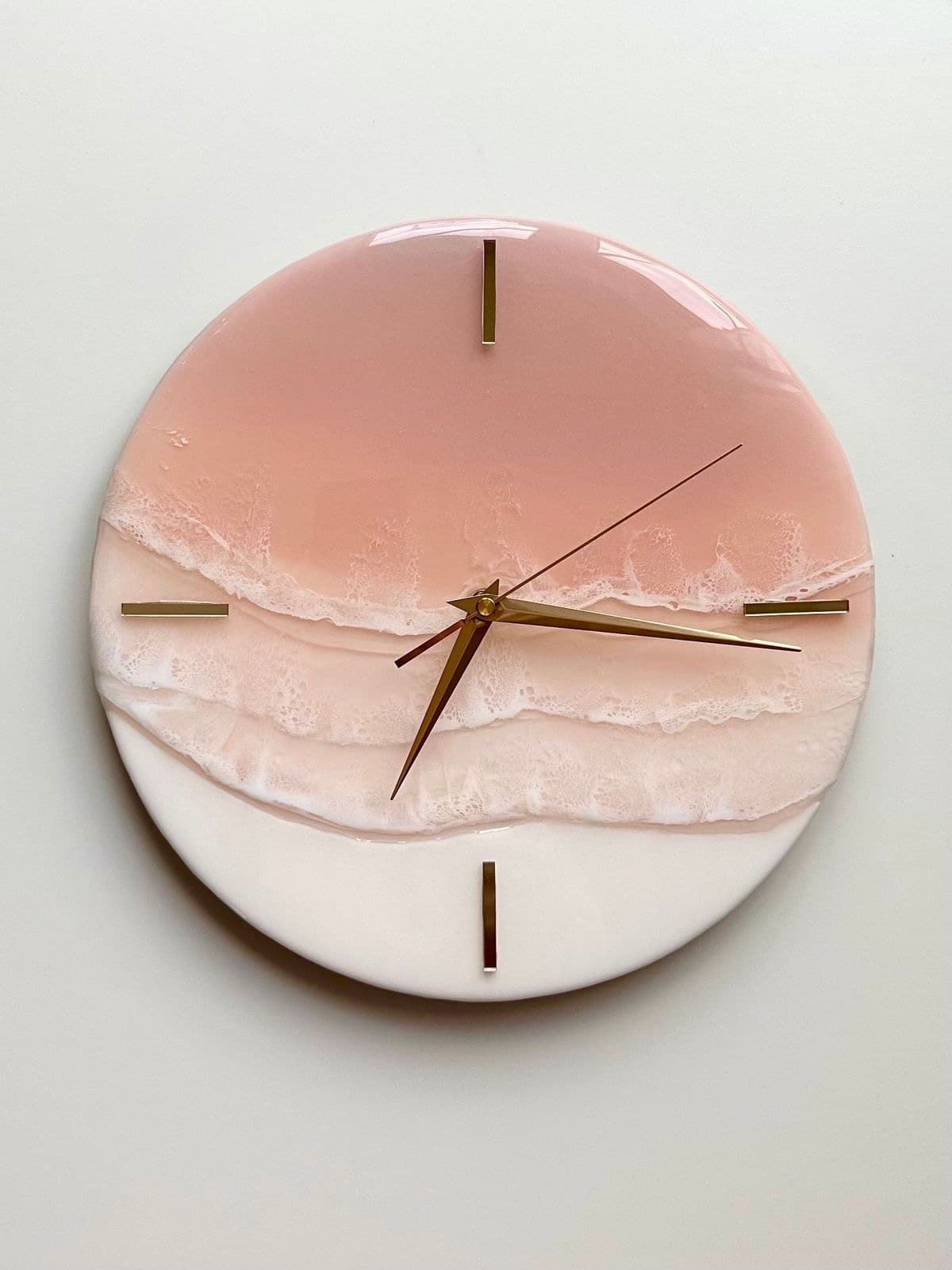 Premium pink resin wall clock for vastu and positive energy with luxury handmade design