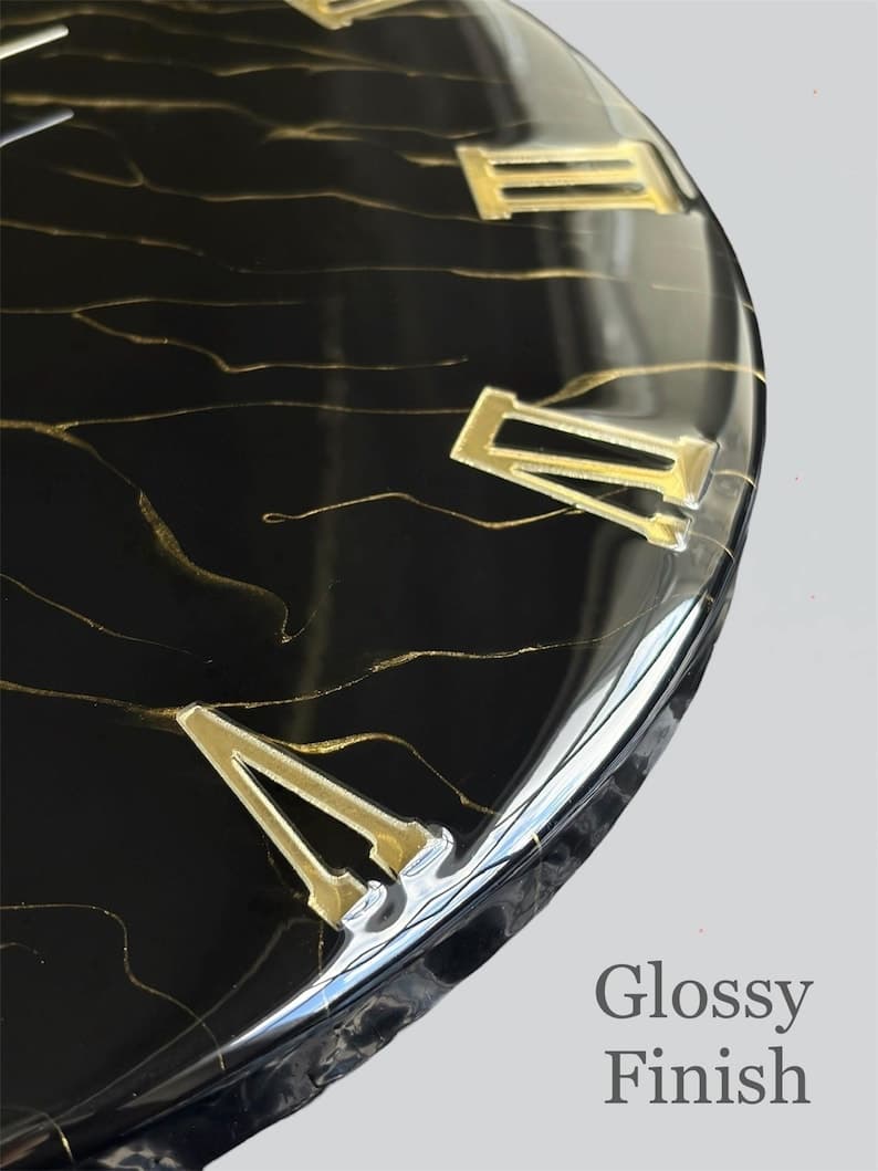 Modern black marble silent wall clock