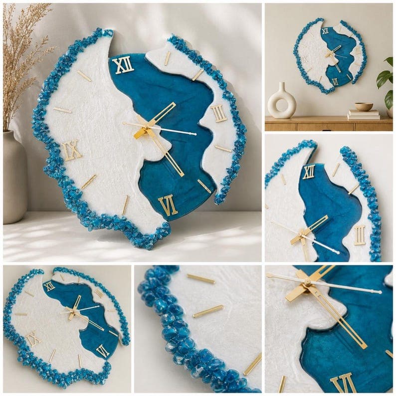 Premium silent resin wall clock for luxury home decor