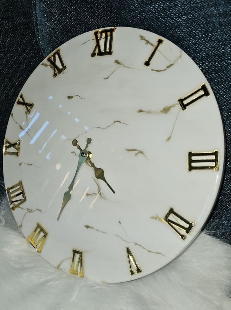 Elegant white marble resin wall clock